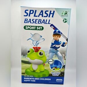 Water Sprinkler Baseball Toy Kids: 2 in 1 Frog‎ Sprinkler T-Ball Set 360°